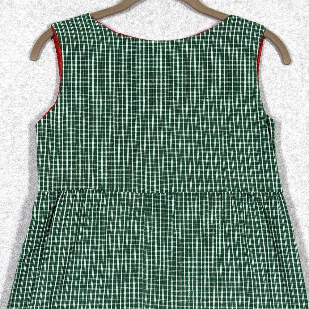 Vintage Handmade Christmas Dress Girls‎ 10 12 Plaid Midi Jumper Santa Cottage - Picture 6 of 10